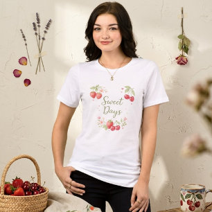 Tri-matière Jours Sucrés" T-Shirt en Watercolor à la Fraise et
