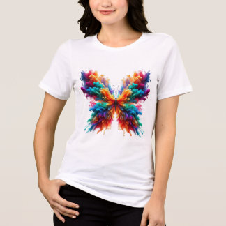 Tri-matière Papillon Coloré T-Shirt en Art Aquarelle | Vibran