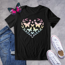 Tri-matière Pastel Arc en Ciel Papillon Coeur T-shirt