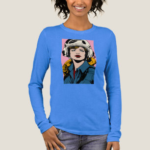 Tri-matière Pop Art Retro Femme en Casque Graphic T-Shirt