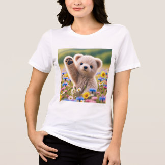 Tri-matière T-Shirt Ourson en Peluche qui fait signe au Femme