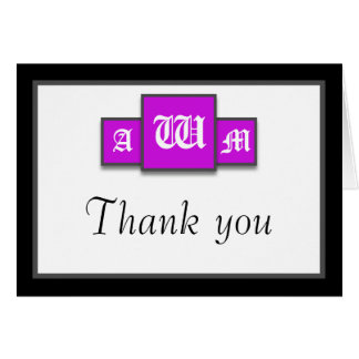 Tri-Monogram Lila Modern Danke Notizkarten