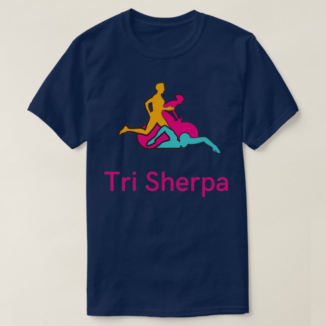 Tri Sherpa Multicolor auf Schwarz T-Shirt (Design vorne)
