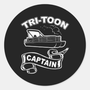 Tri-toon Kapitän Funny Tritoon Boating Pontoon Boa Runder Aufkleber