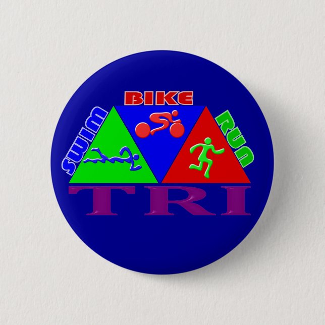 TRI Triathlon-Schwimmen-Fahrrad-Lauf-PYRAMIDE Button (Vorderseite)