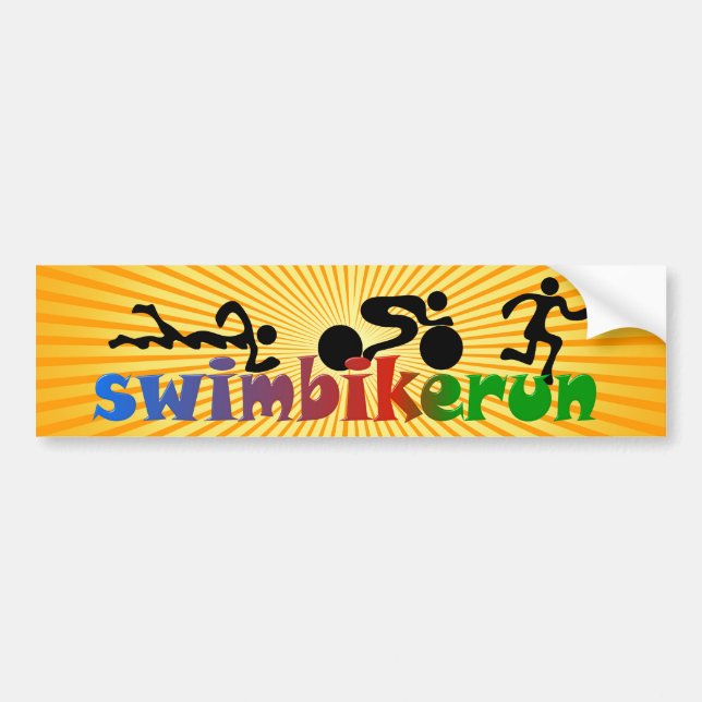 TRI Triathlon-Schwimmen-Fahrrad SCHWARZER Autoaufkleber (Vorne)