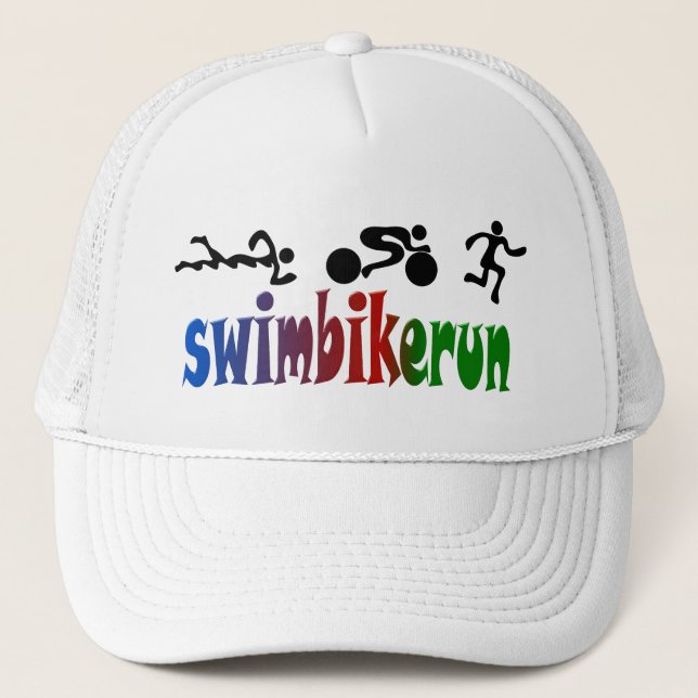 TRI Triathlon-Schwimmen-Fahrrad SCHWARZER Truckerkappe (Vorderseite)