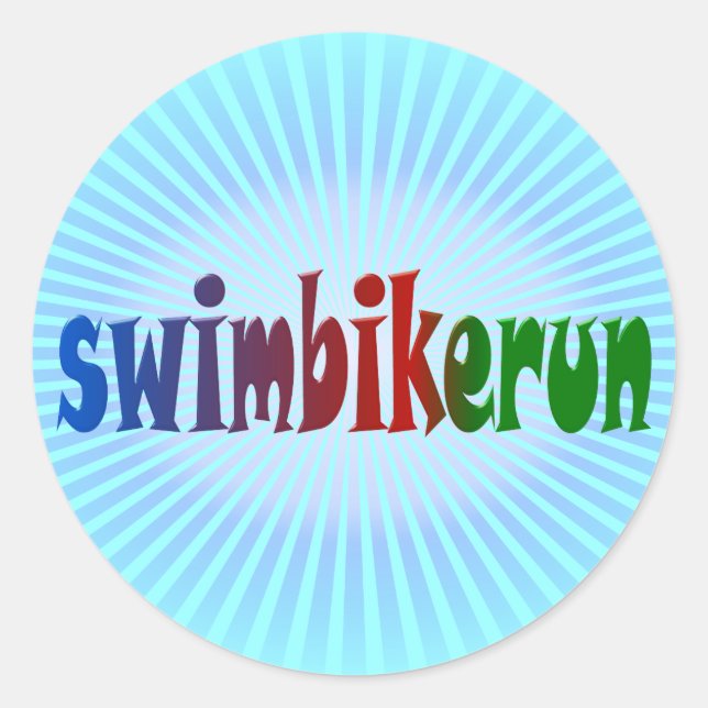 TRI Triathlon Swim Bike Run RAINBOW Design Runder Aufkleber (Vorderseite)