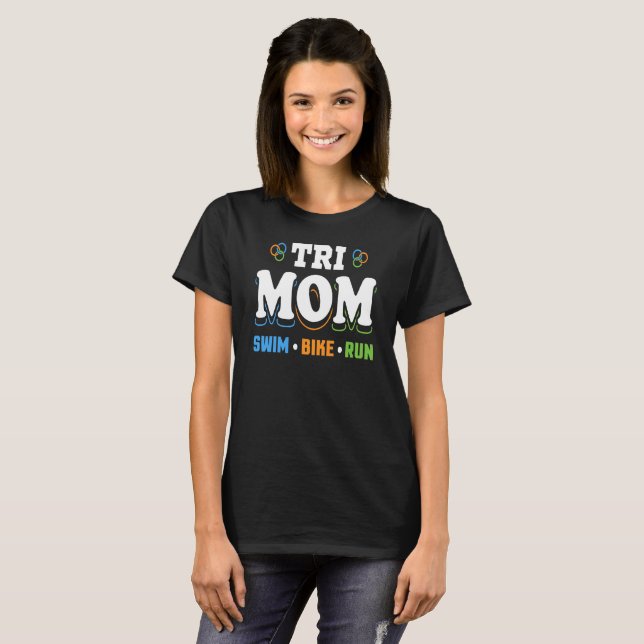 Tri vélo de bain de maman couru - T-shirt de (Devant entier)