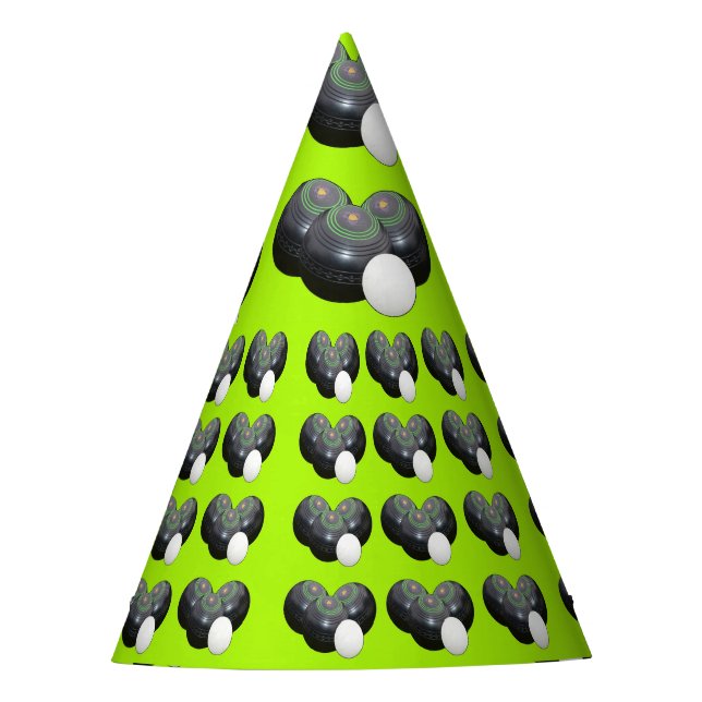 Triad of Precision: Rasenbowls Trio-Jack auf Limon Partyhütchen (Vorderseite)