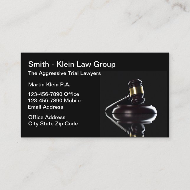 Trial Lawyer Upscale Editable Business Cards Visitenkarte (Vorderseite)