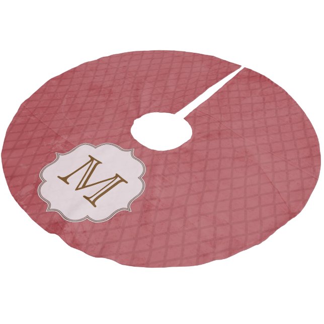 Trian Print Monogram Urspur Rot Raute Trian Polyester Weihnachtsbaumdecke (Schrägansicht)