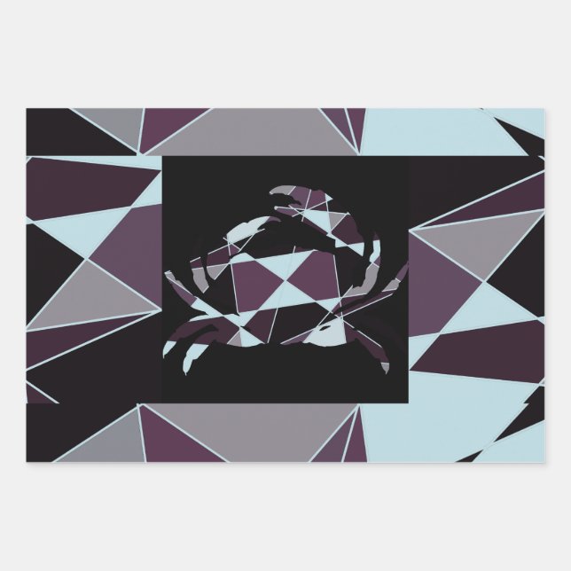 Triangle black grey white maroon Abstract Geschenkpapier Set (Vorderseite 3)