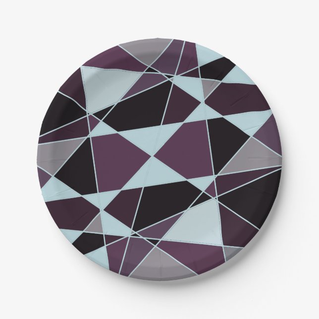 Triangle black grey white maroon Abstract Pappteller (Vorderseite)