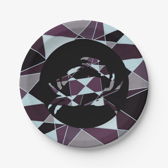 Triangle black grey white maroon Abstract Pappteller (Vorderseite)