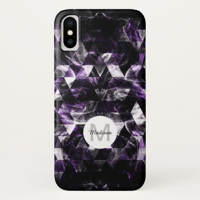 Triangle Geometric Lila Smoky Galaxy Monogram Case-Mate iPhone Hülle (Rückseite)