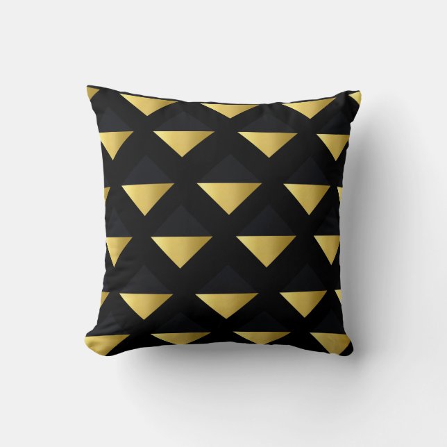 Triangle Gold und Black Kissen (Vorderseite)
