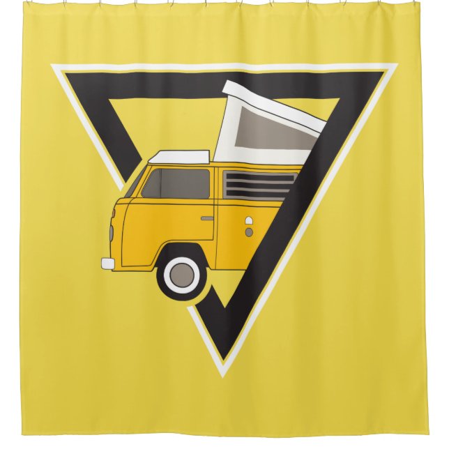Triangle, klassischer Gelber Bus Duschvorhang (Vorderseite)