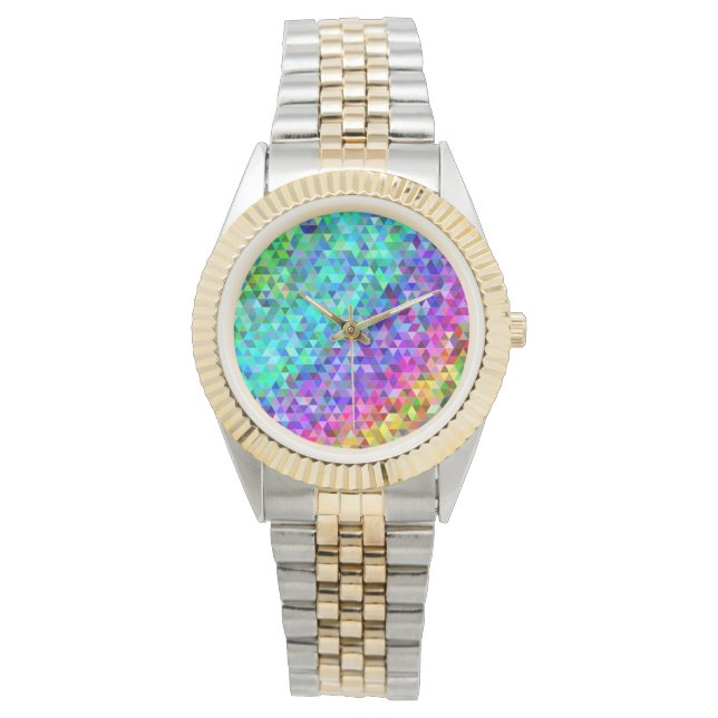 Triangle-Mosaik-Regenbogen Armbanduhr (Vorderseite)