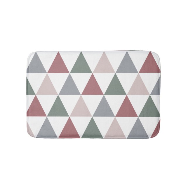 Triangle Pattern Dusty Rose Sage Green Gray Badematte (Vorderseite)