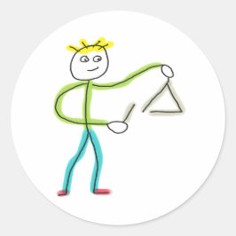 Triangle Playing Stickman Runder Aufkleber