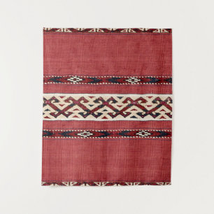 Triangle Strip Kilim Rot Schwarz-weiß  Wandteppich