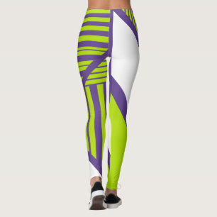Triangle Stripes in Lime Green und Lila Leggings