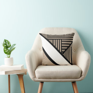 Triangle Stripes - Taupe, Schwarz und Weiß Kissen