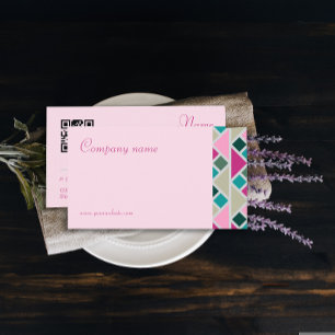 Triangle turquoise fuchsia pink QR Business Card Visitenkarte