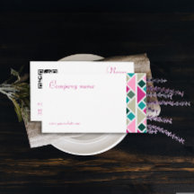 Triangle turquoise fuchsia QR Business Card