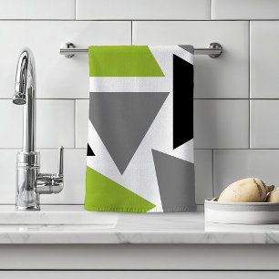 Triangles aléatoires Lime Vert gris noir blanc