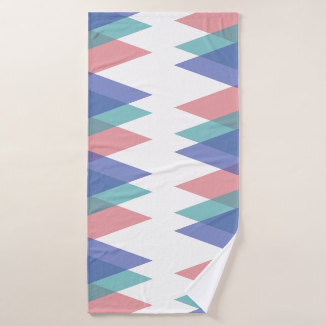 Triangles bleu et corail (Serviette de bain)