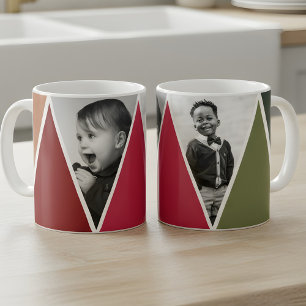 Triangles en rouge et vert Photo Mug