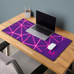 Triangles géométriques néon rose Monogramme violet