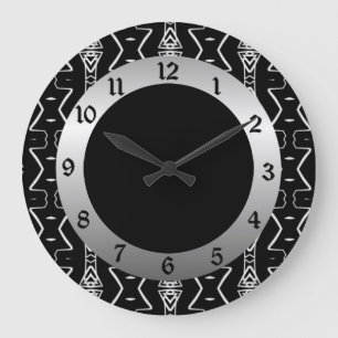 Triangles géométriques noir et blanc Horloge mural