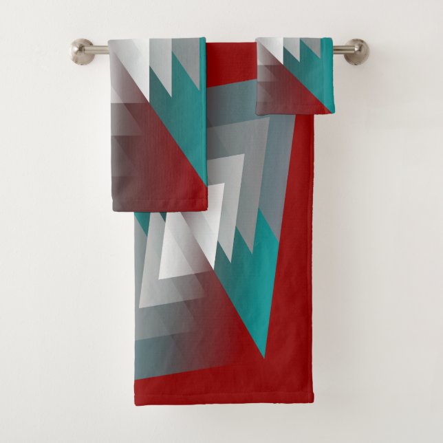Triangles gris turquoise sur bordeaux (En situation)