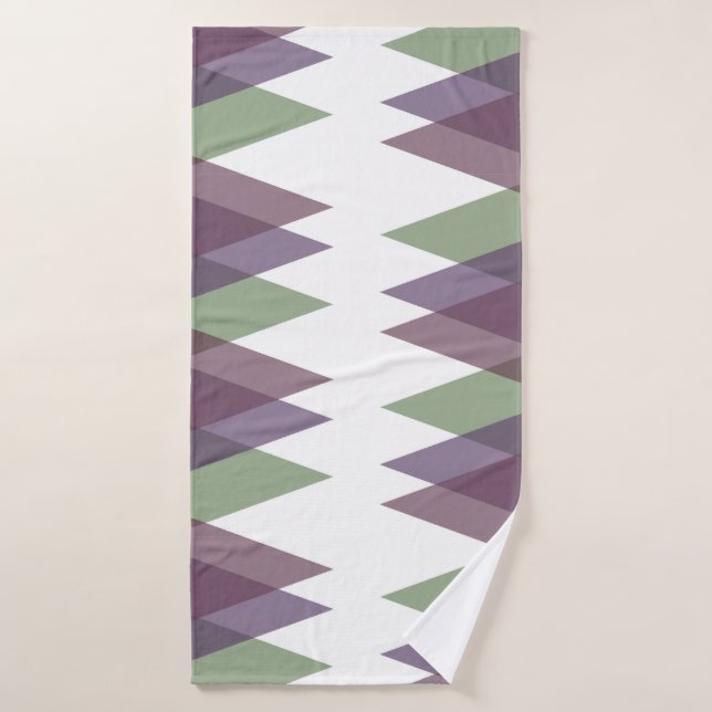 Triangles mauve et vert (Serviette de bain)