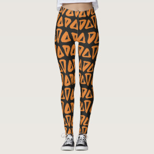 Triangles Tribaux Leggings noirs orange