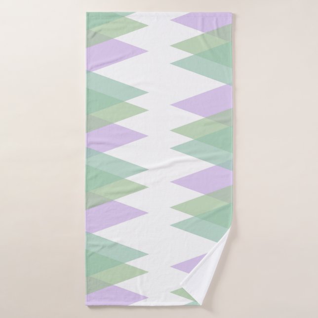 Triangles vert et lilas (Serviette de bain)