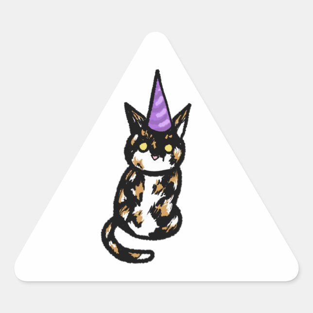 Triangulaire Calico Cat Celebration Sticker (Devant)