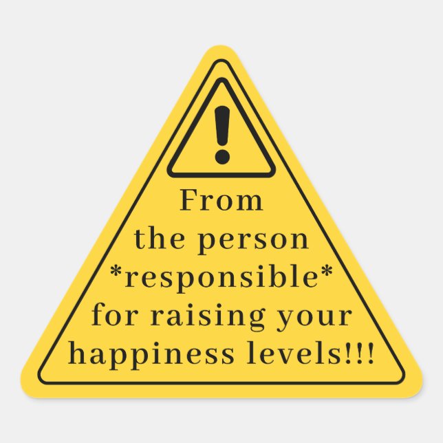 Triangulaire Funny Party Warning Sticker | Yellow Caution Sign  (Devant)