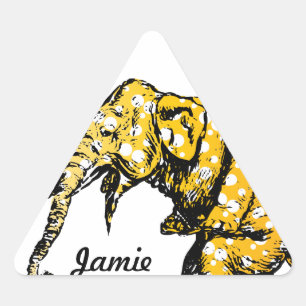 Triangulaire Sticker Eléphant de cirque à vélo Dots Jaunes