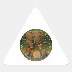 Triangulaire Sticker : Elephant Jouer des tambours dans un bain