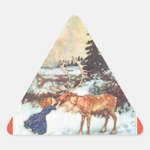 Triangulaire Sticker "Reindeer Kiss by Edmund Dulac"