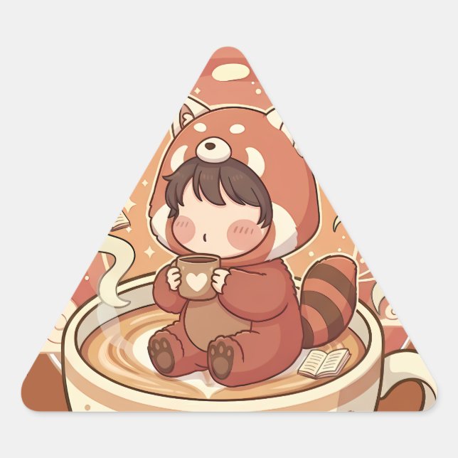 Triangulaire Title: Unique Triangle Red Panda Geometric Sticker (Devant)