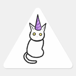 Triangulaire White Cat Celebration Sticker