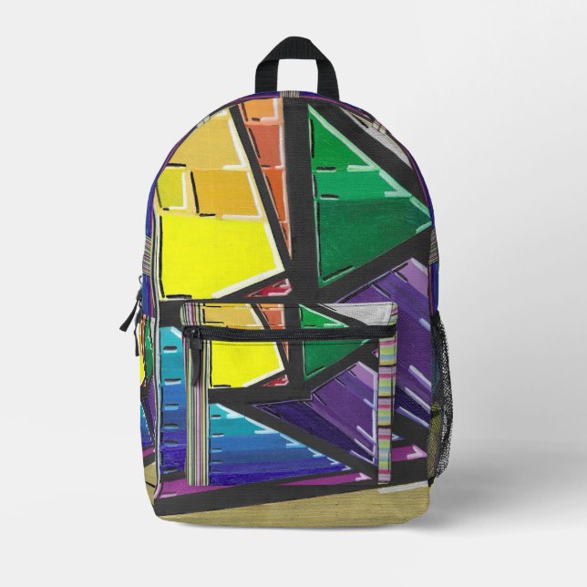 Triangulierte Farben Bedruckter Rucksack (Vorderseite)