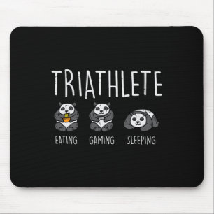 Triathlet Panda Essen Gaming Schlafen Süßer Gamer Mousepad