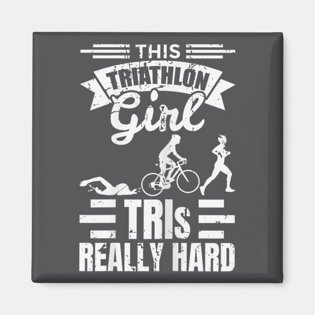 Triathlete Girls Funny Triathlon  Magnet (Vorne)