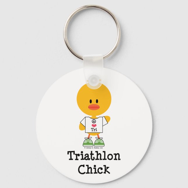 Triathlon Chick Keychain Schlüsselanhänger (Vorderseite)
